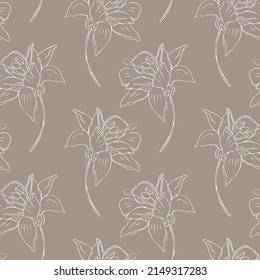 Botanical seamless pattern aconitum (wolf's bane). Illustration of wild flowers 
