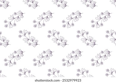 Botanical seamless pattern background with herbs and plants, flowers, leaves and more. Seamless pattern background of botanical and nature