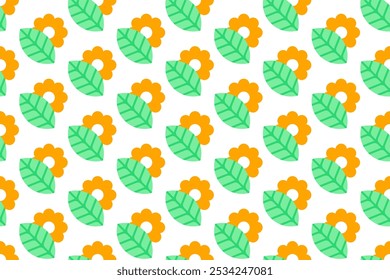Botanical seamless pattern background with herbs and plants, flowers, leaves and more. Seamless pattern background of botanical and nature