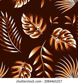 botanical seamless pattern background suitable for fashion prints, graphics, backgrounds and crafts. Modern abstract design for fabric, paper, interior decor. vector designs. Exotic tropics. Summer