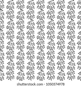 Botanical seamless pattern with branches. Hand drawn design elements. Vector illustration.