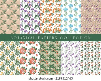 Botanical seamless pattern collection. Decorative wallpaper.