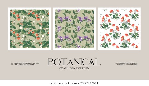 Colección de patrones sin soldadura botánica para el diseño de papel o embalaje