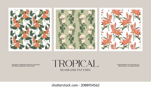 Colección de patrones sin soldadura botánica para el diseño de papel o embalaje