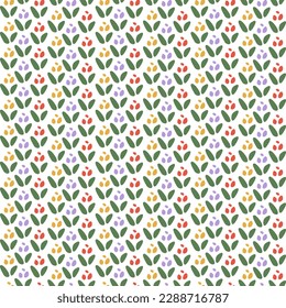 Botanical seamless pattern. Colorful flowers. Cute floral print. Hand drawn doodle ornament. Vector texture for fabric, textile, wallpaper, web, wrapping, postcard, banner ets.
