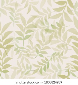 Botanical seamless pattern of delicate and stylized leaves