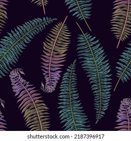 Botanical seamless pattern with ferns. Vector