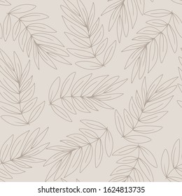 Botanical seamless pattern. Floral background. Line art vector illustration.