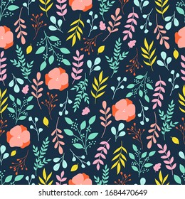 Botanical seamless pattern. Floral background