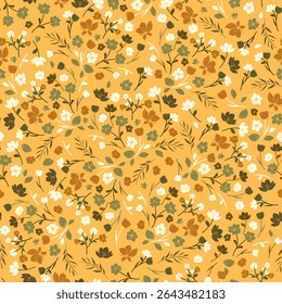 Botanisches nahtloses Muster. Blumenmuster mit süßen Wildblumen. Botanische Vorlage für Design, Stoff, Muster, Textil im Vintage-Stil.
