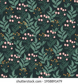 Botanical seamless pattern with flowers  and leaves 