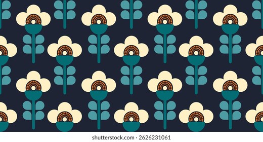 Patrón botánico sin fisuras de flores geométricas. Diseño para el Anuncio, volante, impresión, cartel, Fondo de pantalla, tela.