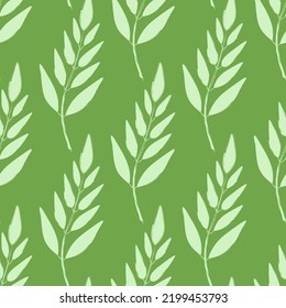 Botanisches nahtloses Muster. Grüner Ast mit Blättern, Vektormuster für Textilien, Druck, Stoff, Hintergrund, Tapete. Ökologie und Natur.