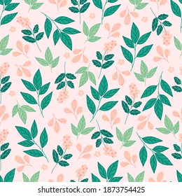 Patrón botánico sin soldadura con hojas verdes sobre fondo oscuro. Papel de flores y hojas. Fondo florístico.