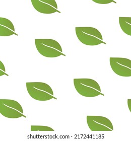 Botanical seamless pattern with green leaves. Floral abstract print design for wallpaper, wrap paper or fabric. Flat Vector hand drawn background.