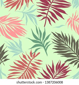 Botanical seamless pattern. Hand drawn fantasy exotic sprigs. Floral background made of herbal foliage leaves for fashion design, textile, fabric and wallpaper.