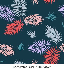 Botanical seamless pattern. Hand drawn fantasy exotic sprigs. Floral background made of herbal foliage leaves for fashion design, textile, fabric and wallpaper.
