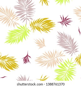 Botanical seamless pattern. Hand drawn fantasy exotic sprigs. Floral background made of herbal foliage leaves for fashion design, textile, fabric and wallpaper.