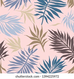 Botanical seamless pattern. Hand drawn fantasy exotic sprigs. Floral background made of herbal foliage leaves for fashion design, textile, fabric and wallpaper.