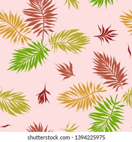 Botanical seamless pattern. Hand drawn fantasy exotic sprigs. Floral background made of herbal foliage leaves for fashion design, textile, fabric and wallpaper.