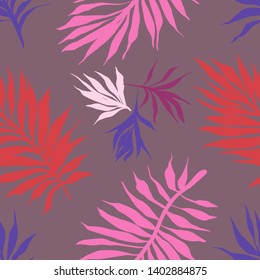 Botanical seamless pattern. Hand drawn fantasy exotic sprigs. Floral background made of herbal foliage leaves for fashion design, textile, fabric and wallpaper.