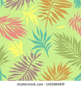 Botanical seamless pattern. Hand drawn fantasy exotic sprigs. Floral background made of herbal foliage leaves for fashion design, textile, fabric and wallpaper.