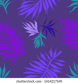 Botanical seamless pattern. Hand drawn fantasy exotic sprigs. Floral background made of herbal foliage leaves for fashion design, textile, fabric and wallpaper.