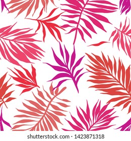 Botanical seamless pattern. Hand drawn fantasy exotic sprigs. Floral background made of herbal foliage leaves for fashion design, textile, fabric and wallpaper.