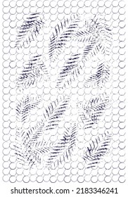 Botanical seamless pattern, hand drawn line art leaves on white background. Leaf rug design 
