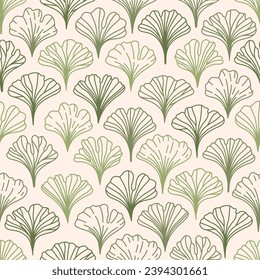 Botanical seamless pattern with hand drawn leaves ginkgo biloba. Natural design at soft and soothing abstract leaf, nature inspired.
Print in calm colors