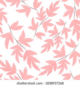 Botanical seamless pattern with leaves. Bright summer or spring print for any purposes. Colorful hand drawn illustration. Vintage natural pattern. Organic background.