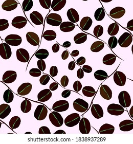 Botanical seamless pattern with leaves. Bright summer or spring print for any purposes. Colorful hand drawn illustration. Vintage natural pattern. Organic background.