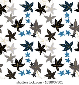 Botanical seamless pattern with leaves. Bright summer or spring print for any purposes. Colorful hand drawn illustration. Vintage natural pattern. Organic background.