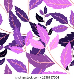 Patrón botánico sin soldadura con hojas. Brillante impresión de verano o primavera para cualquier propósito. Colorida ilustración dibujada a mano. Patrón natural vintage. Fondo orgánico.