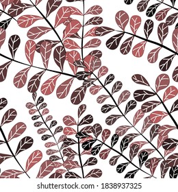 Botanical seamless pattern with leaves. Bright summer or spring print for any purposes. Colorful hand drawn illustration. Vintage natural pattern. Organic background.