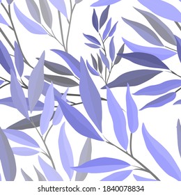 Botanisches nahtloses Muster mit Blättern. Heller Sommer- oder Frühlingsdruck für jeden Zweck. Farbige, handgezeichnete Illustration. Vintage natürliche Muster. Organischer Hintergrund.	