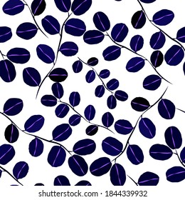 Botanical seamless pattern with leaves. Bright summer or spring print for any purposes. Colorful hand drawn illustration. Vintage natural pattern. Organic background.	