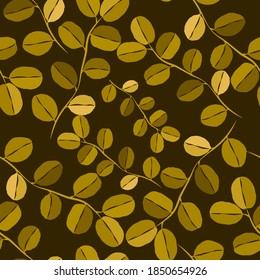 Botanical seamless pattern with leaves. Bright summer or spring print for any purposes. Colorful hand drawn illustration. Vintage natural pattern. Organic background.	