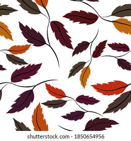 Botanical seamless pattern with leaves. Bright summer or spring print for any purposes. Colorful hand drawn illustration. Vintage natural pattern. Organic background.	