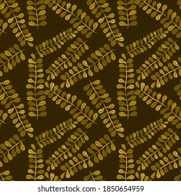 Patrón botánico sin soldadura con hojas. Brillante impresión de verano o primavera para cualquier propósito. Colorida ilustración dibujada a mano. Patrón natural vintage. Fondo orgánico.	