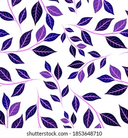 Botanical seamless pattern with leaves. Bright summer or spring print for any purposes. Colorful hand drawn illustration. Vintage natural pattern. Organic background.	