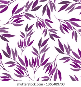 Botanical seamless pattern with leaves. Bright summer or spring print for any purposes. Colorful hand drawn illustration. Vintage natural pattern. Organic background.	