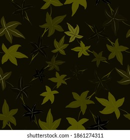 Patrón botánico sin soldadura con hojas. Brillante impresión de verano o primavera para cualquier propósito. Colorida ilustración dibujada a mano. Patrón natural vintage. Fondo orgánico.	