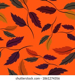 Botanical seamless pattern with leaves. Bright summer or spring print for any purposes. Colorful hand drawn illustration. Vintage natural pattern. Organic background.	