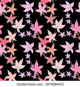 Patrón botánico sin soldadura con hojas. Brillante impresión de verano o primavera para cualquier propósito. Colorida ilustración dibujada a mano. Patrón natural vintage. Fondo orgánico.	