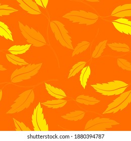 Botanical seamless pattern with leaves. Bright summer or spring print for any purposes. Colorful hand drawn illustration. Vintage natural pattern. Organic background.	
