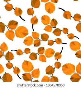 Botanical seamless pattern with leaves. Bright summer or spring print for any purposes. Colorful hand drawn illustration. Vintage natural pattern. Organic background.	