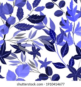 Botanical seamless pattern with leaves. Bright summer or spring print for any purposes. Colorful hand drawn illustration. Vintage natural pattern. Organic background.	
