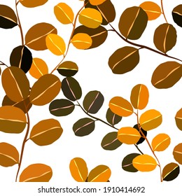 Botanical seamless pattern with leaves. Bright summer or spring print for any purposes. Colorful hand drawn illustration. Vintage natural pattern. Organic background.	