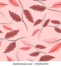 Botanical seamless pattern with leaves. Bright summer or spring print for any purposes. Colorful hand drawn illustration. Vintage natural pattern. Organic background.	